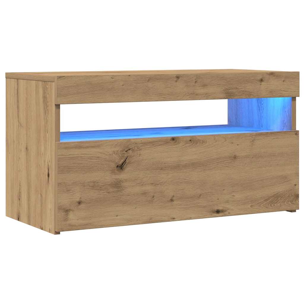 ντουλάπι τηλεόρασης vidaXL με φώτα LED Artisan Oak Κατασκευασμένο ξύλο