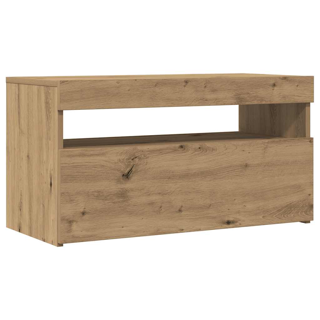 ντουλάπι τηλεόρασης vidaXL με φώτα LED Artisan Oak Κατασκευασμένο ξύλο