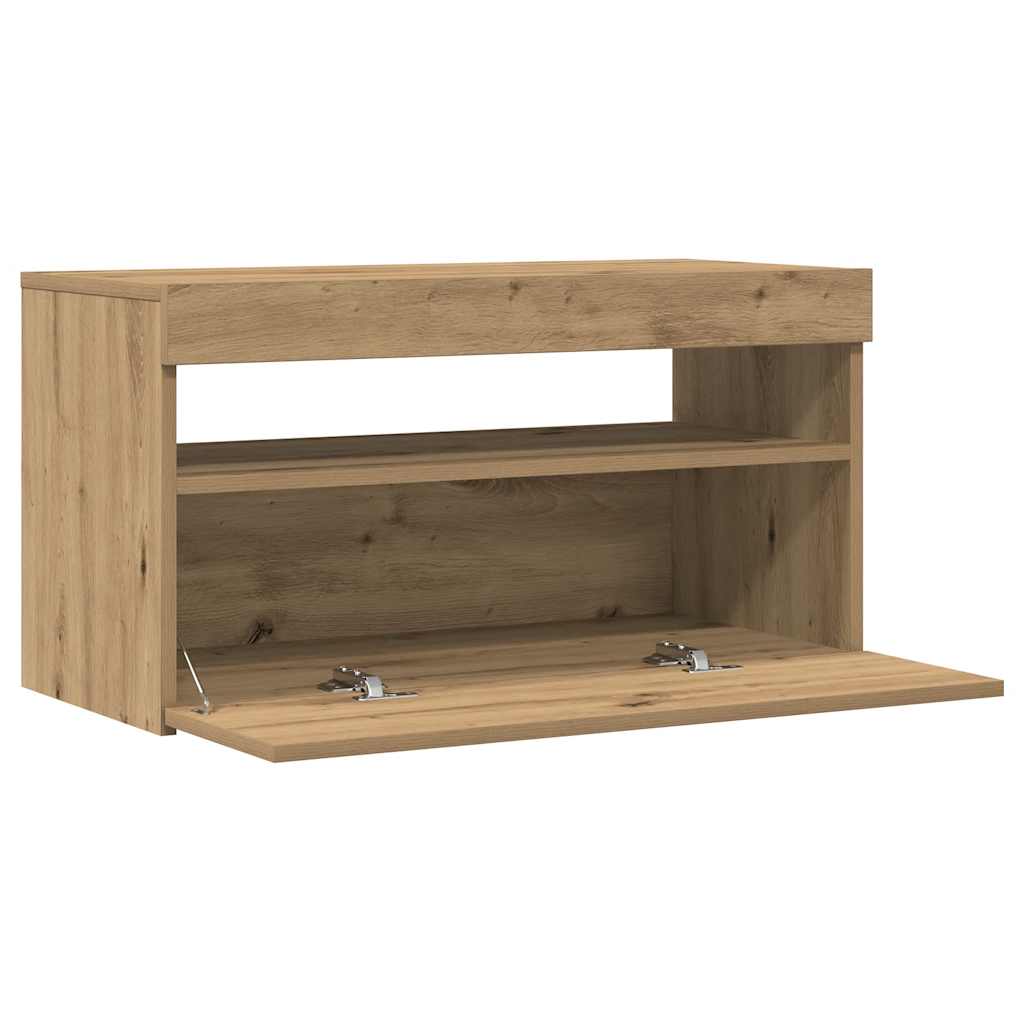 ντουλάπι τηλεόρασης vidaXL με φώτα LED Artisan Oak Κατασκευασμένο ξύλο