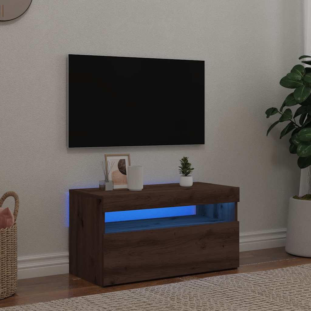 ντουλάπι τηλεόρασης vidaXL με φώτα LED Artisan Oak Κατασκευασμένο ξύλο