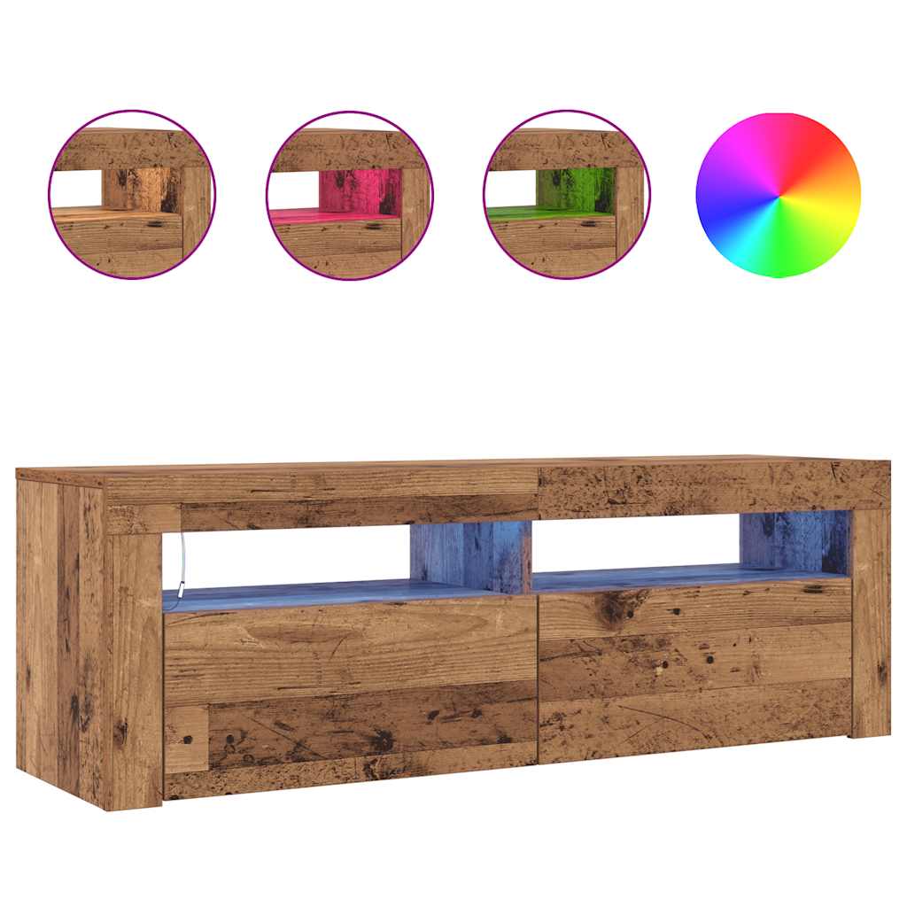 vidaXL Έπιπλο Τηλεόρασης LED Όψη Παλαιού Ξύλου 120x35x40 εκ.Επεξ. Ξύλο