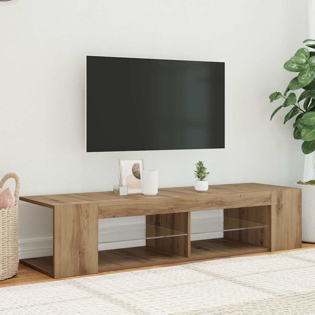 vidaXL Έπιπλο Τηλεόρασης με LED Αρτισιανή Δρυς 135x39x30 εκ Επεξ.Ξύλο