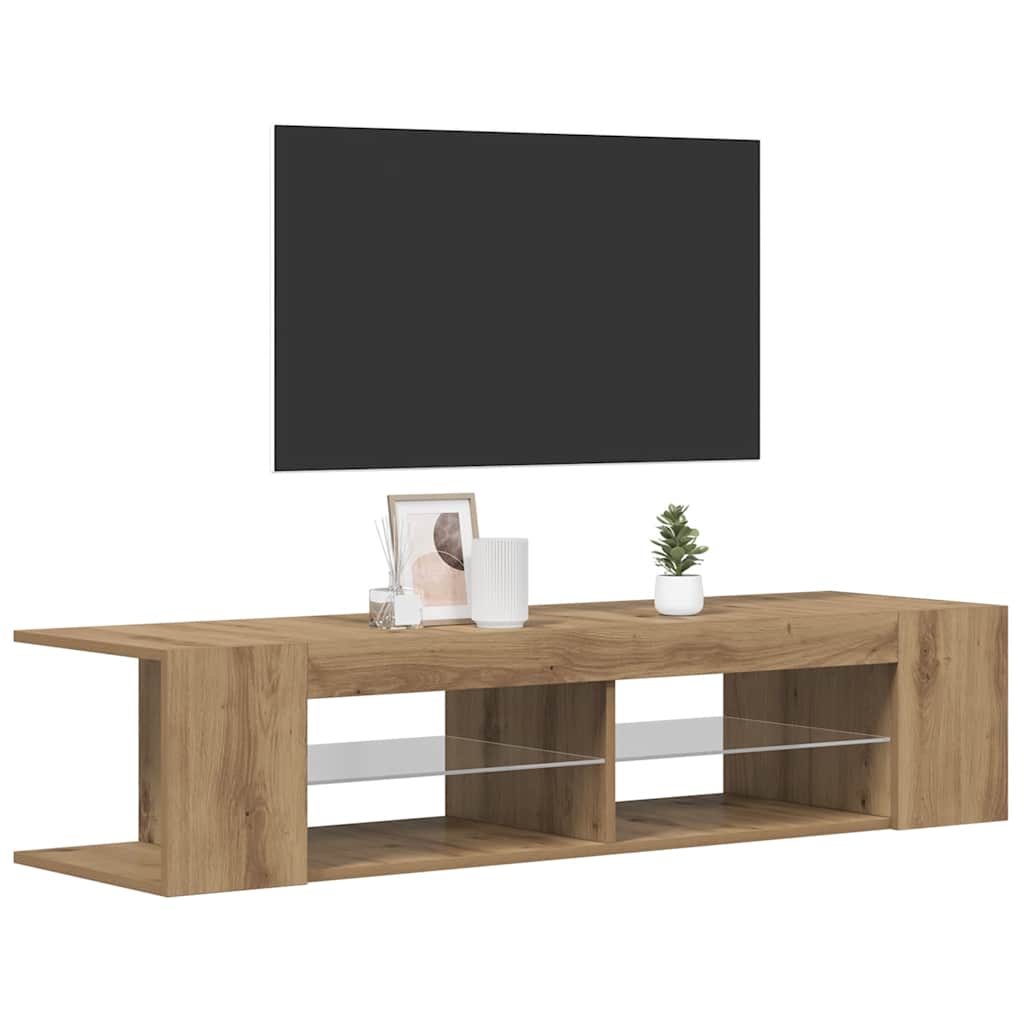 vidaXL Έπιπλο Τηλεόρασης με LED Αρτισιανή Δρυς 135x39x30 εκ Επεξ.Ξύλο