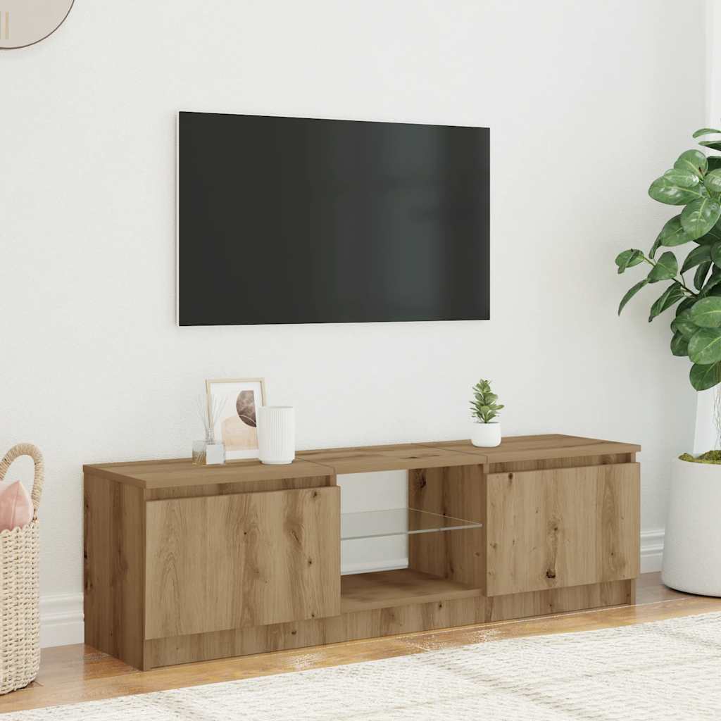 ντουλάπι τηλεόρασης vidaXL με φώτα LED Artisan Oak Κατασκευασμένο ξύλο