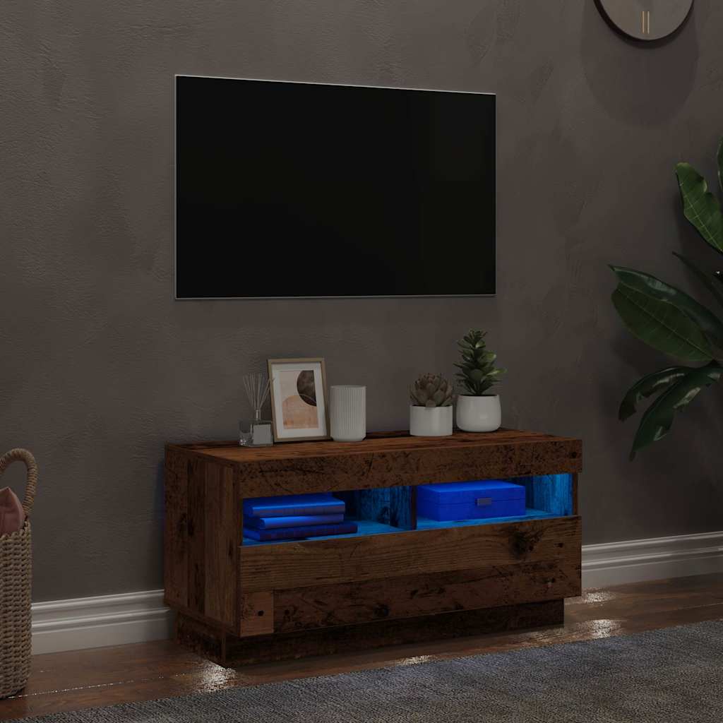 vidaXL Έπιπλο Τηλεόρασης LED Όψη Παλαιού Ξύλου 80x35x40 εκ. Επεξ. Ξύλο