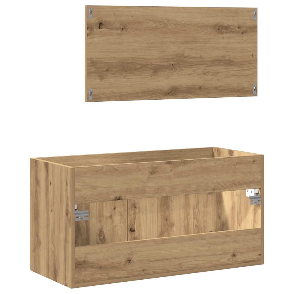 vidaXL Ντουλάπι μπάνιου με καθρέφτη Ξύλο Τεχνικής Δρυς