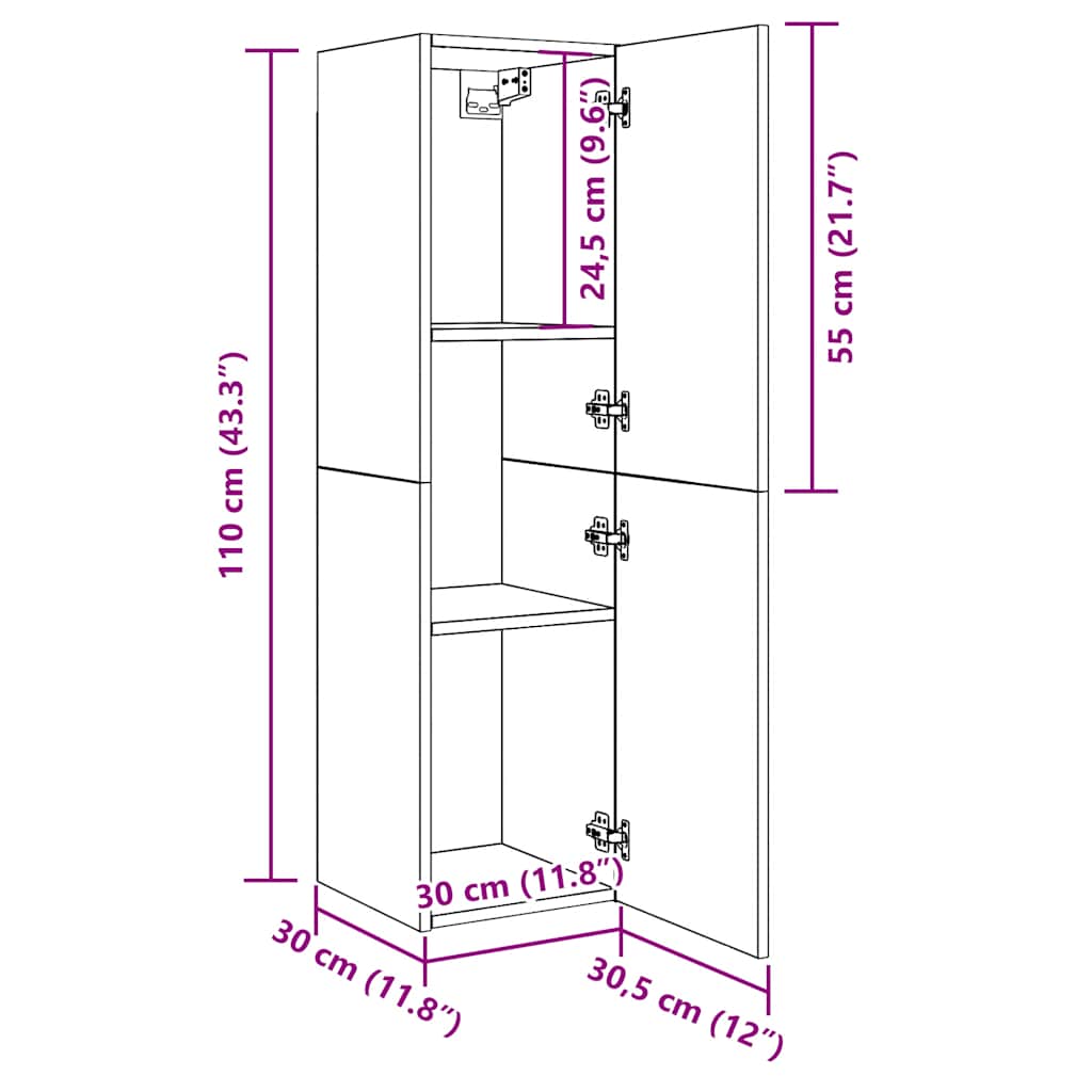 ντουλάπι τηλεόρασης vidaXL Παλιό ξύλο 30,5x30x110 cm Ξύλινη κατασκευή