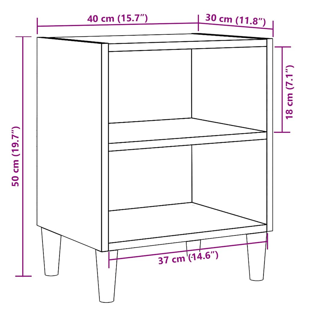 vidaXL Κομοδίνα 2 τεμάχια Παλιό ξύλο 40x30x50 cm Κατασκευασμένο ξύλο