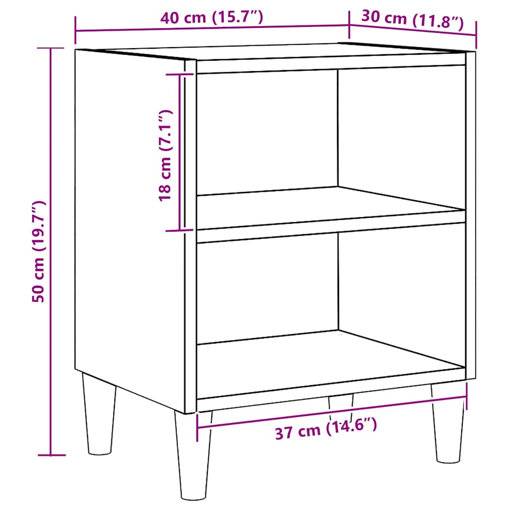 vidaXL Κομοδίνα 2 τεμ. 40x30x50 εκ. από Επεξεργασμένο Ξύλο