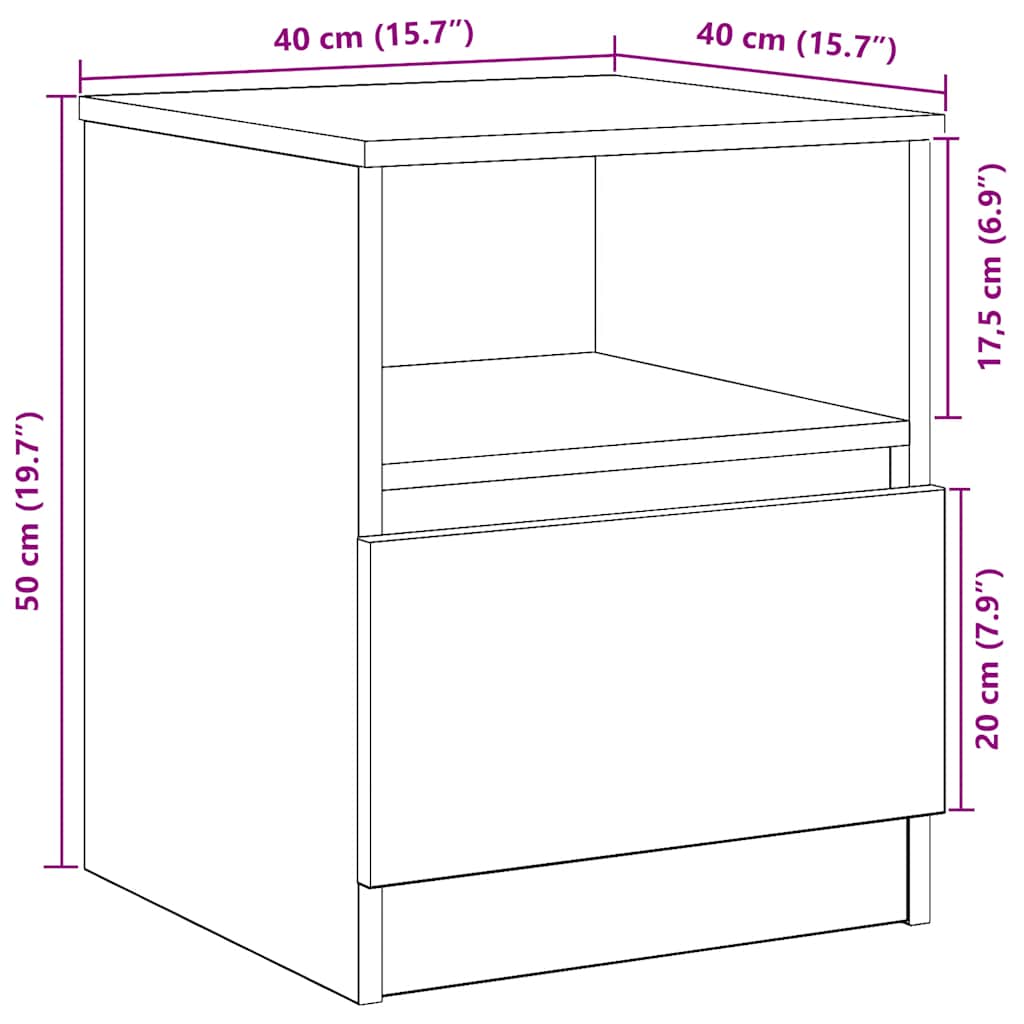 vidaXL Κομοδίνο ντουλάπι Artisan Oak 40x40x50 cm Κατασκευασμένο ξύλο