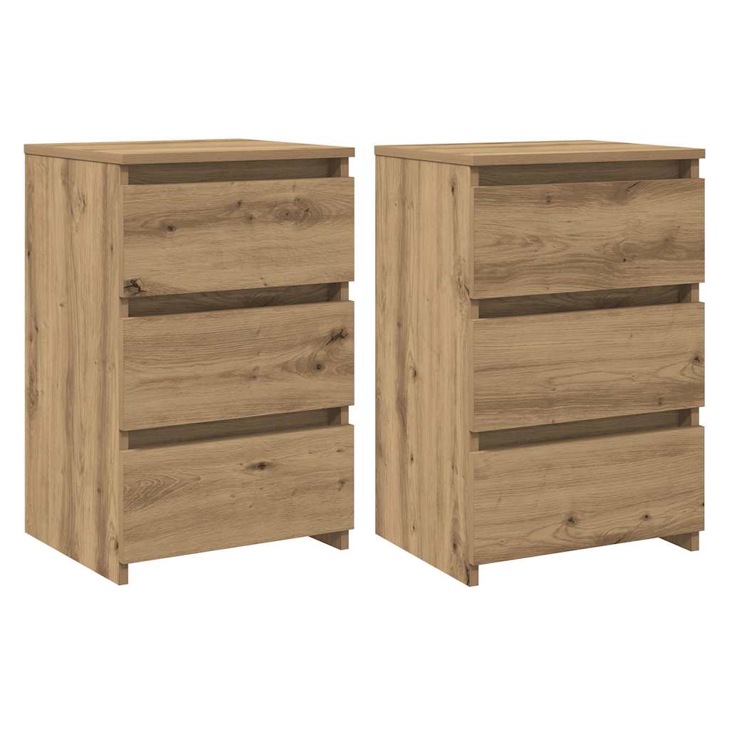 vidaXL Κομοδίνα 2 τεμ.Αρτισιανή Δρυς 40x35x62,5 εκ. Επεξ. Ξύλο