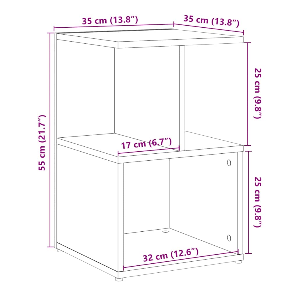 vidaXL Κομοδίνα 2 τεμάχια Artisan Oak 35x35x55 cm Κατασκευασμένο ξύλο