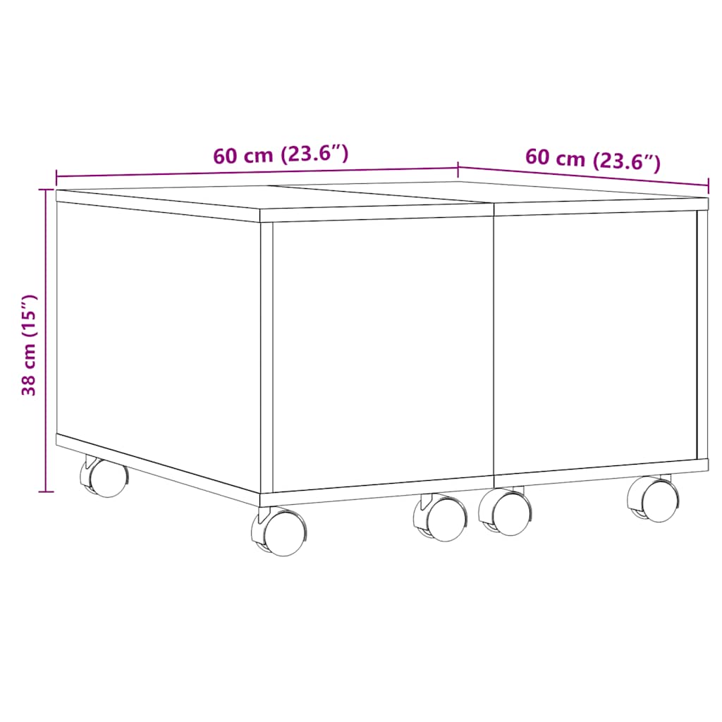 vidaXL Τραπεζάκι Σαλονιού Παλιό Ξύλο 60 x 60 x 38 εκ. από Μοριοσανίδα