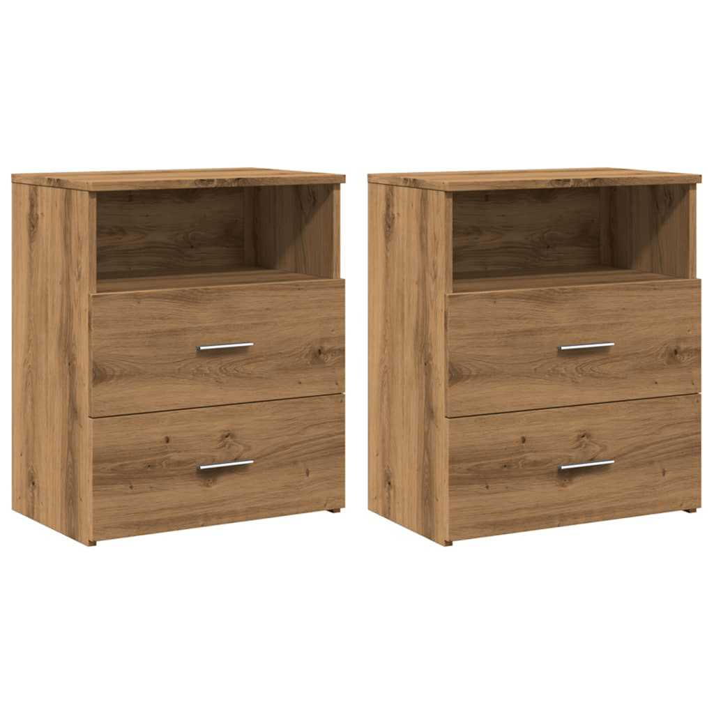 vidaXL Κομοδίνα 2 τεμ.Αρτισιανή Δρυς 50x32x60 εκ. Επεξ. Ξύλο