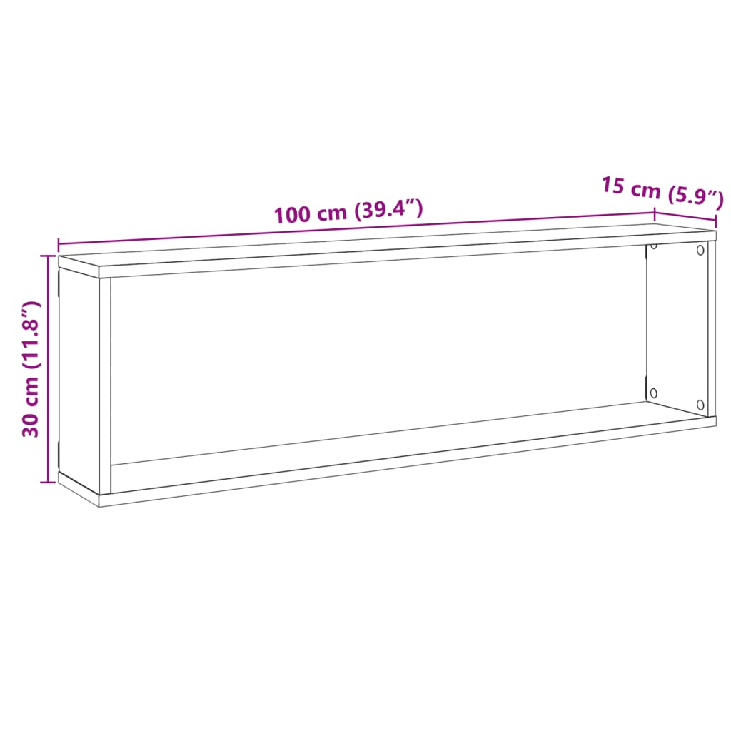 vidaXL Ράφια Κύβοι Τοίχου Όψη Παλαιού Ξύλου 100x15x30 εκ. Επεξ. Ξύλο