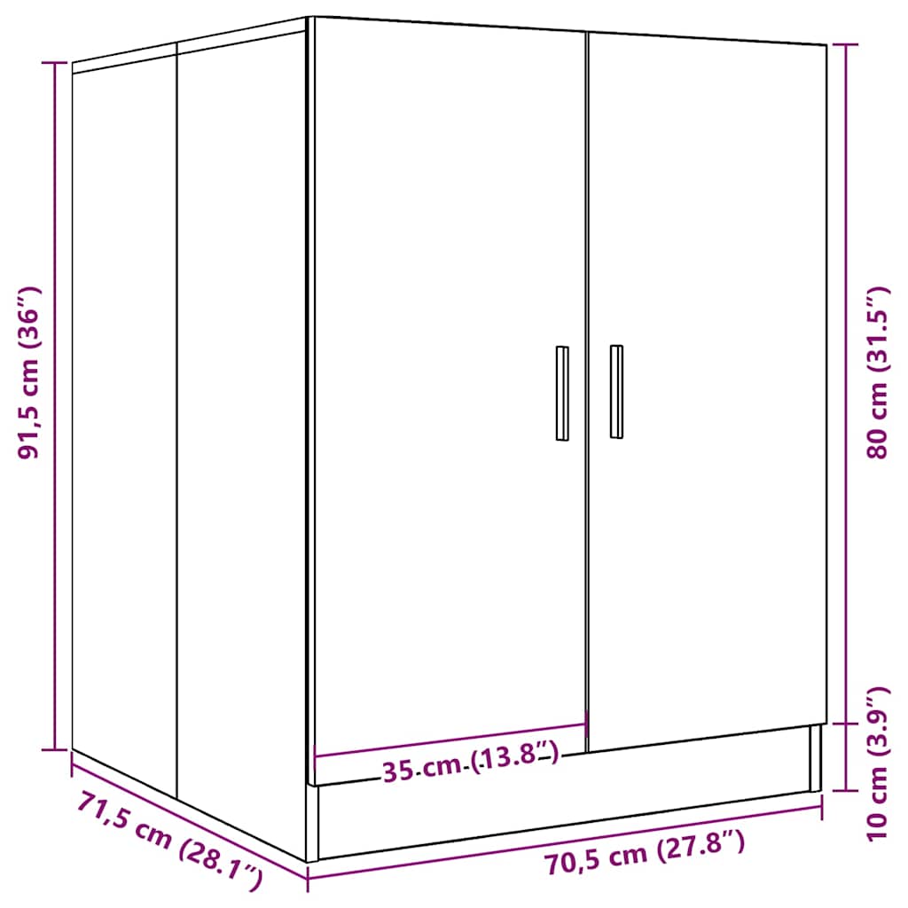 vidaXL Ντουλάπι Πλυντηρίου Αρτισιανή Δρυς 70,5 x 71,5 x 91,5 εκ.