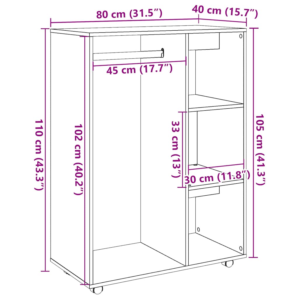 vidaXL Ντουλάπα Τεχνίτης Δρυς 80x40x110 εκ Επεξεργασμένο Ξύλο