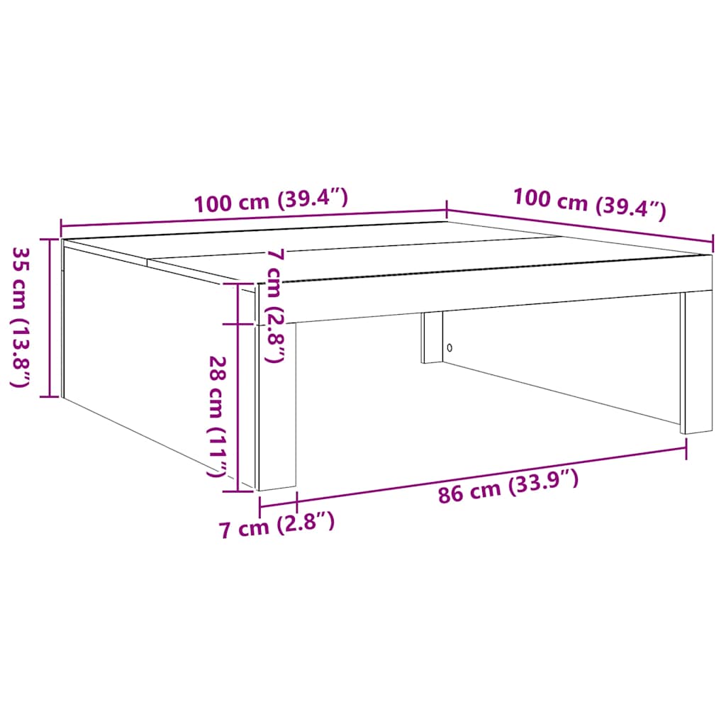 vidaXL Τραπεζάκι Σαλονιού Artisan Δρυς 100x100x35 εκ. Επεξ. Ξύλο