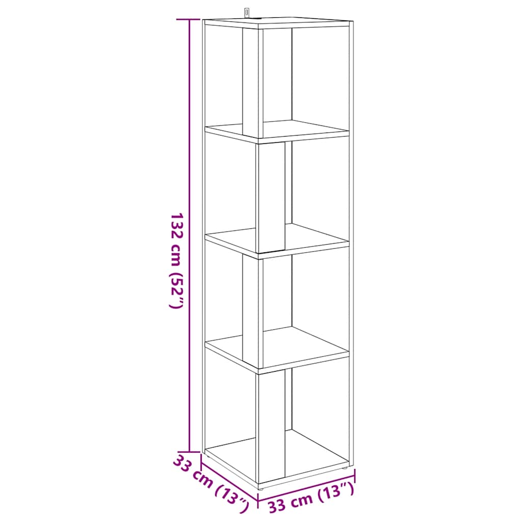 vidaXL Γωνιακό Έπιπλο Τεχνίτης δρυς 33x33x132 εκ. από Επεξεργ. Ξύλο