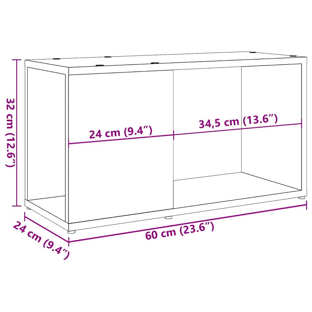 vidaXL Έπιπλο Τηλεόρασης Παλιό Ξύλο 60 x 24 x 32 εκ. από Μοριοσανίδα