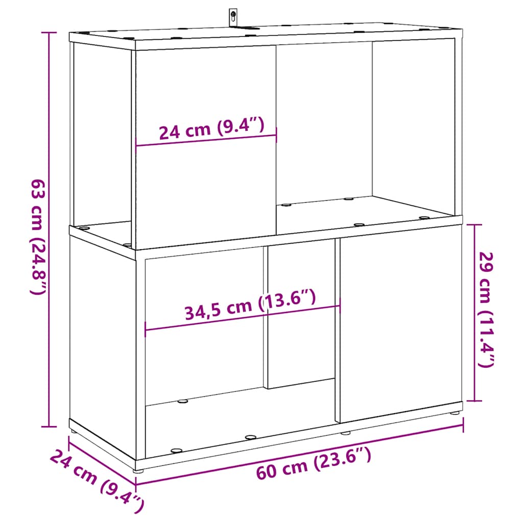 vidaXL Βιβλιοθήκη Αρτισιανή Δρυς 60 x 24 x 63 εκ. Επεξεργ. Ξύλο