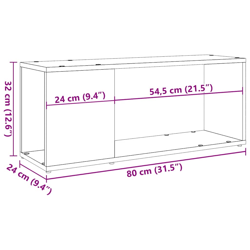 vidaXL Ντουλάπι τηλεόρασης Artisan Oak 80x24x32cm Κατασκευασμένο ξύλο