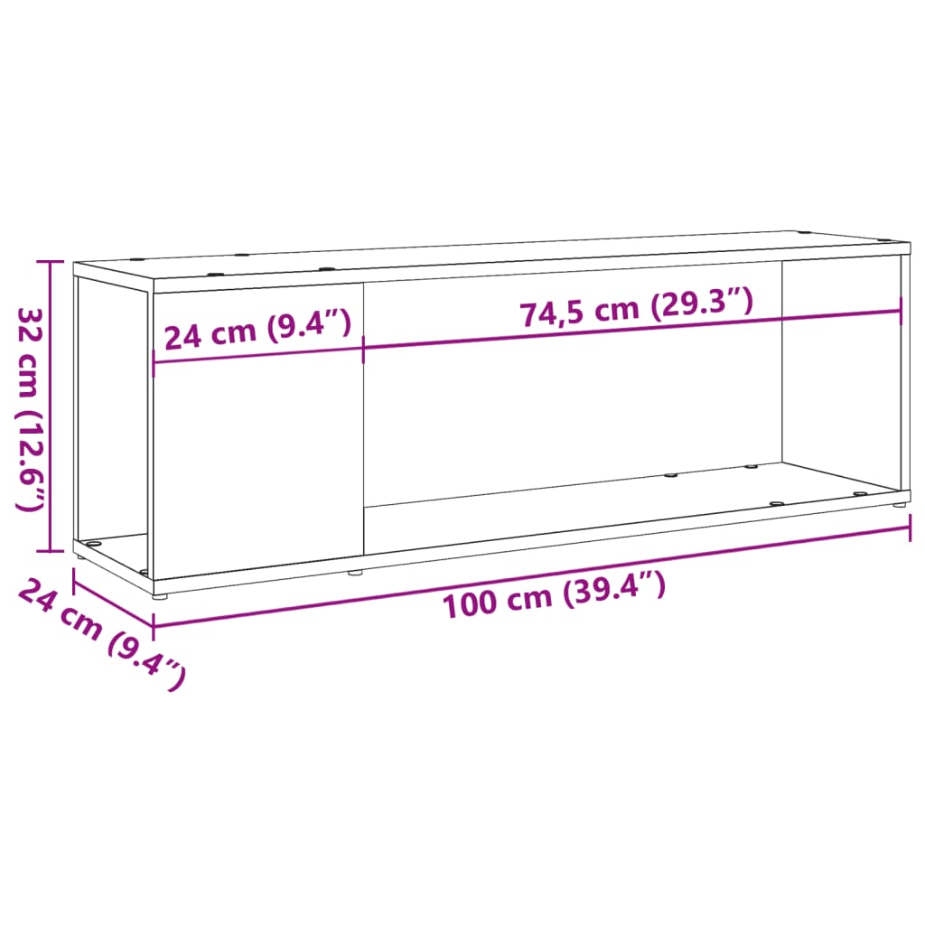 vidaXL Έπιπλο Τηλεόρασης Όψη Παλαιού Ξύλου 100x24x32 εκ. Επεξεργ. Ξύλο