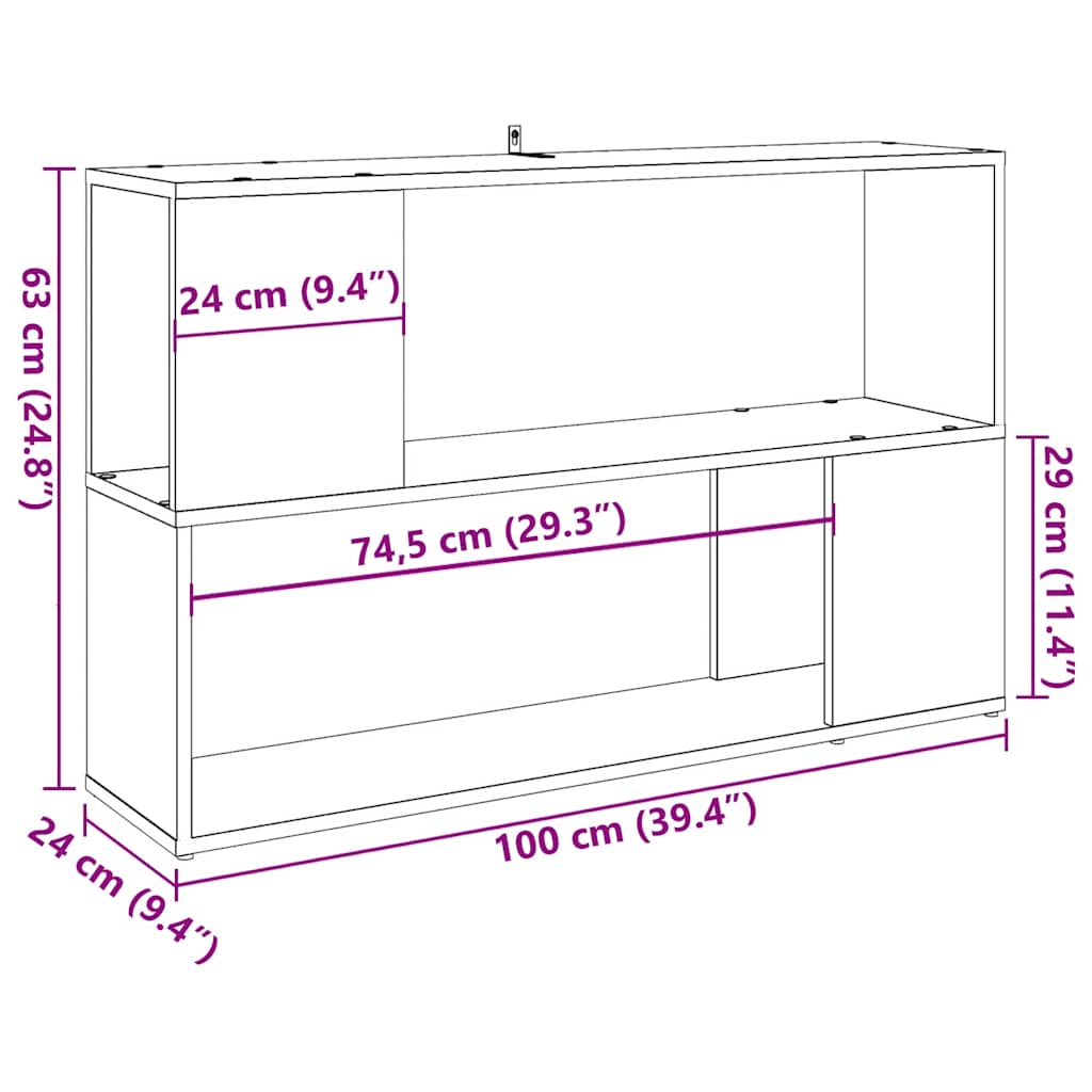 vidaXL Βιβλιοθήκη Αρτισιανή Δρυς 100x24x63 εκ. Επεξεργ. Ξύλο