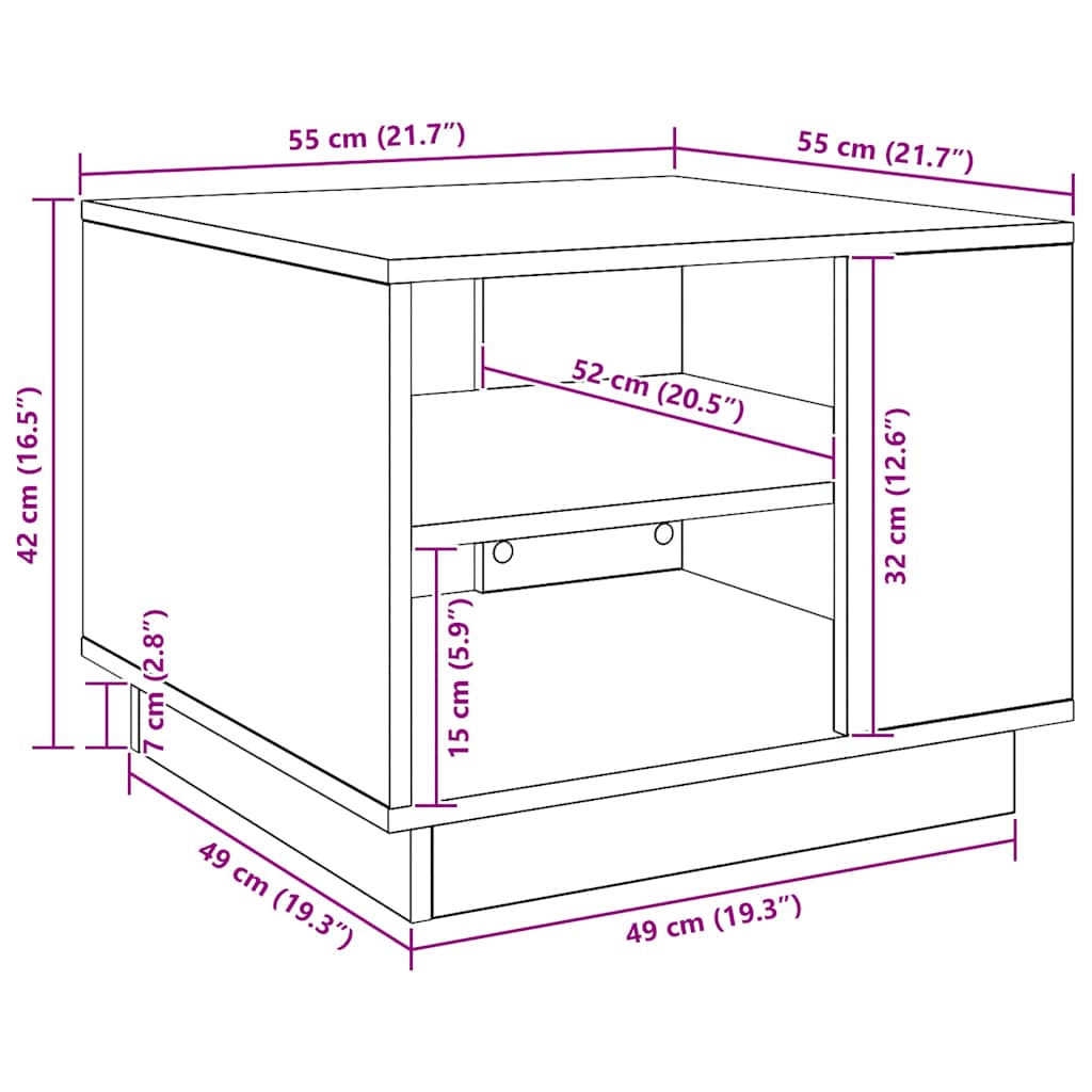 vidaXL Τραπεζάκι σαλονιού Artisan Oak 55x55x42 cm Κατασκευασμένο ξύλο