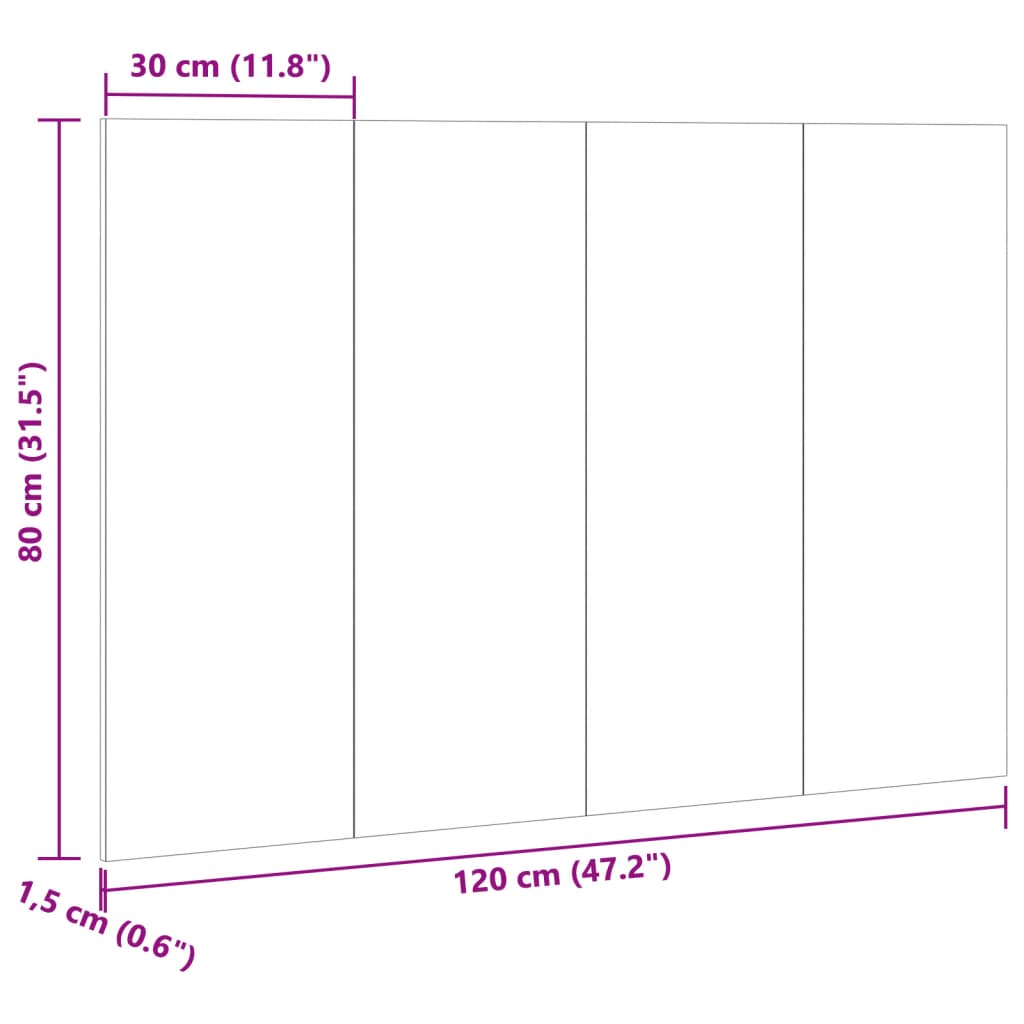 vidaXL Κεφαλάρι κρεβατιού Παλιό ξύλο 120x1,5x80 cm