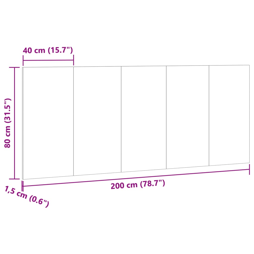 vidaXL κεφαλάρι κρεβατιού Παλιό ξύλο 200x1,5x80 cm Κατασκευασμένο ξύλο