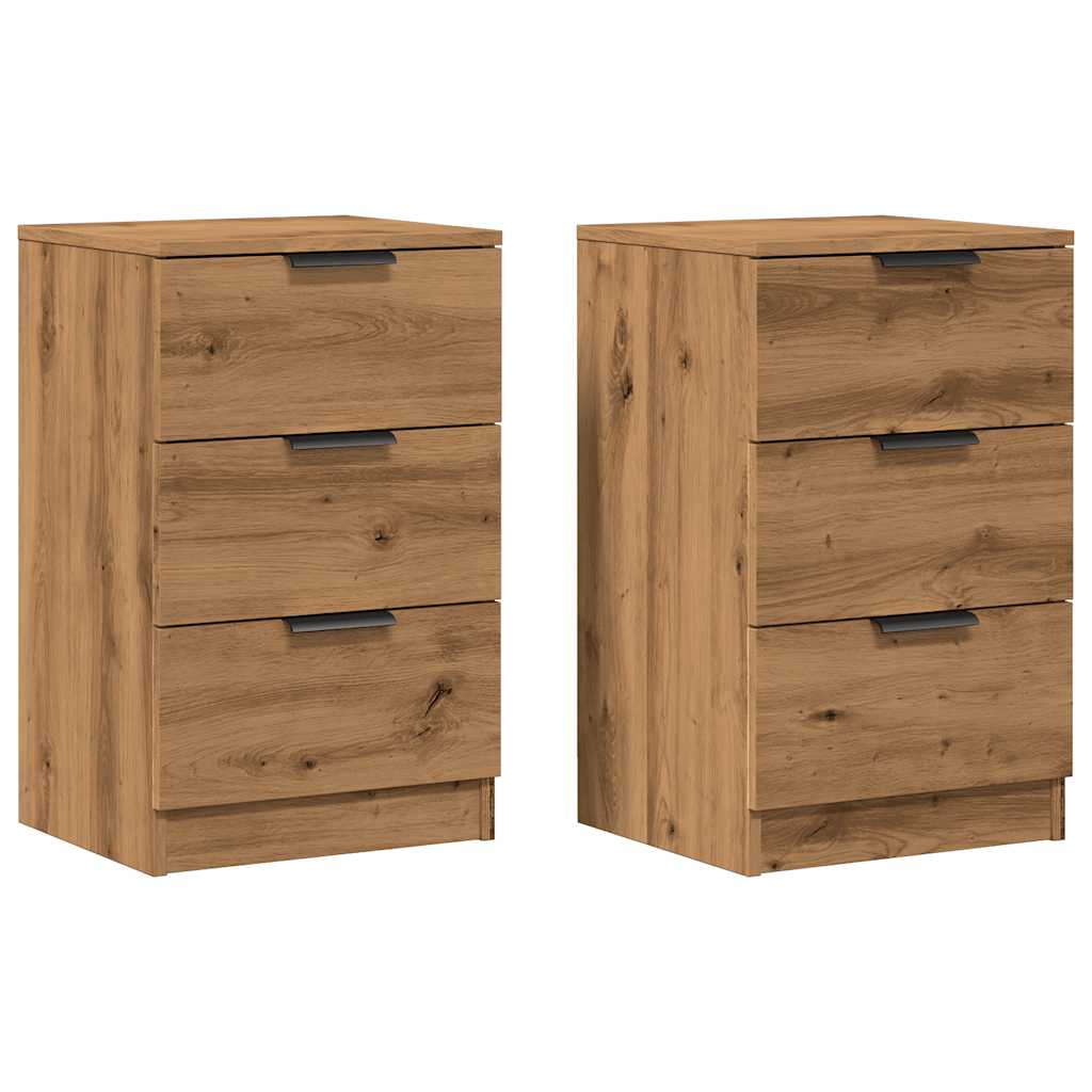 vidaXL Κομοδίνα 2 τεμ.Αρτισιανή Δρυς 40x36x65 εκ. Επεξ. Ξύλο