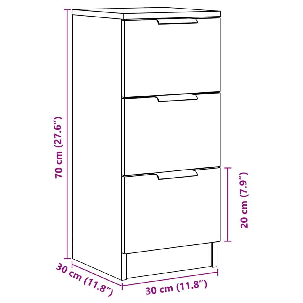 vidaXL Ντουλάπι τεχνίτης Δρυς 30 x 30 x 70 εκ. από Επεξεργασμένο Ξύλο