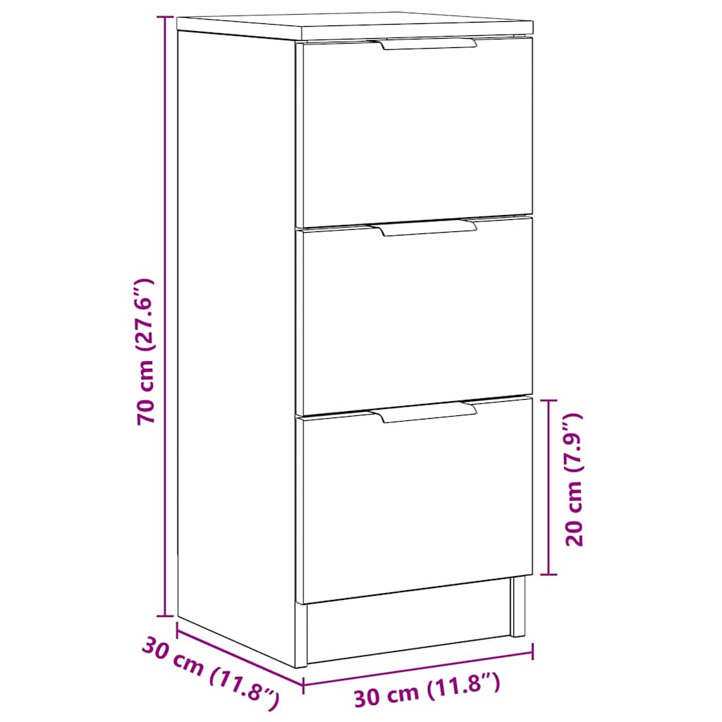 vidaXL Sideboards 2 τεμάχια Artisan Oak 30x30x70cm Κατασκευασμένο ξύλο