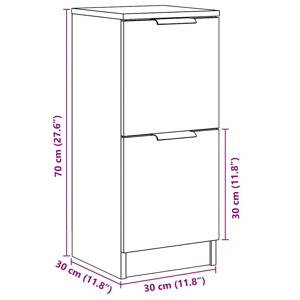 vidaXL Ντουλάπια 2 τεμ. Παλαιό ξύλο 30 x 30 x 70 εκ Επεξεργασμένο Ξύλο