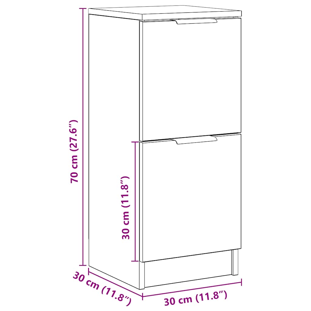 vidaXL Ντουλάπι τεχνίτης Δρυς 30 x 30 x 70 εκ. από Επεξεργασμένο Ξύλο