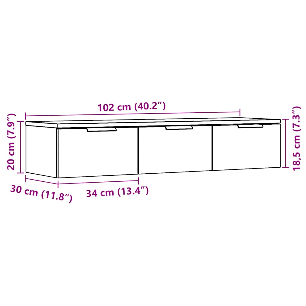 ντουλάπι τοίχου vidaXL Παλιό ξύλο 102x30x20 cm Κατασκευασμένο ξύλο