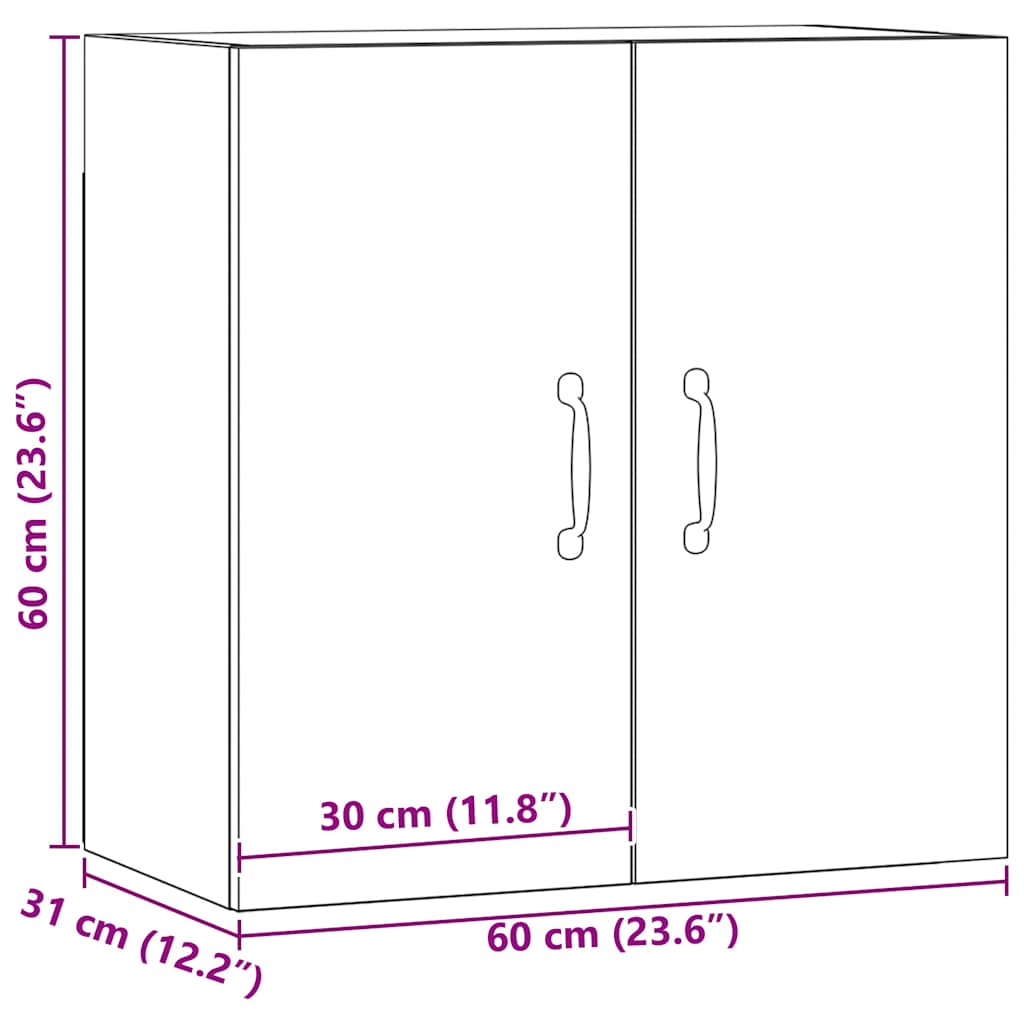 vidaXL Ντουλάπι Τοίχου Αρτισιανή Δρυς 60x31x60 εκ. Επεξεργασμένο Ξύλο