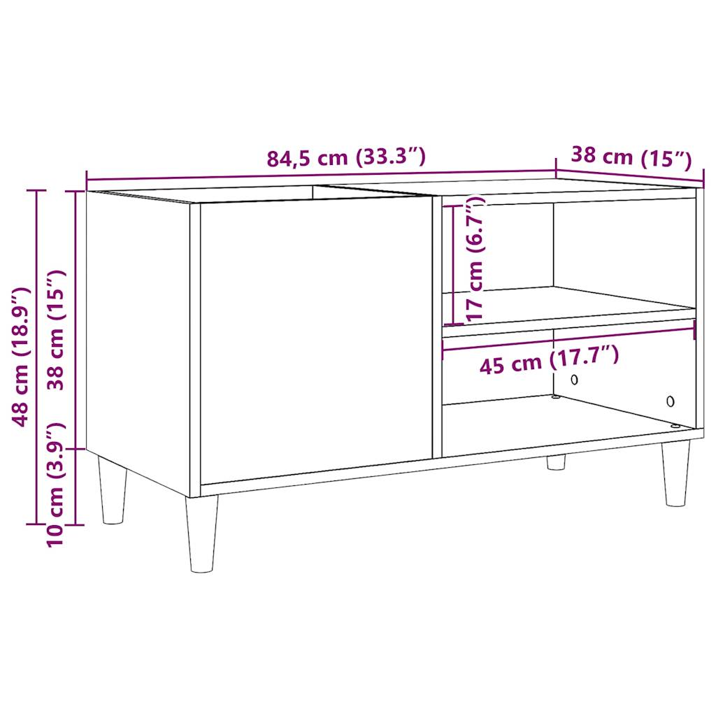 vidaXL Δισκοθήκη Παλιό Ξύλο 84,5 x 38 x 48 εκ. από Επεξεργασμένο Ξύλο