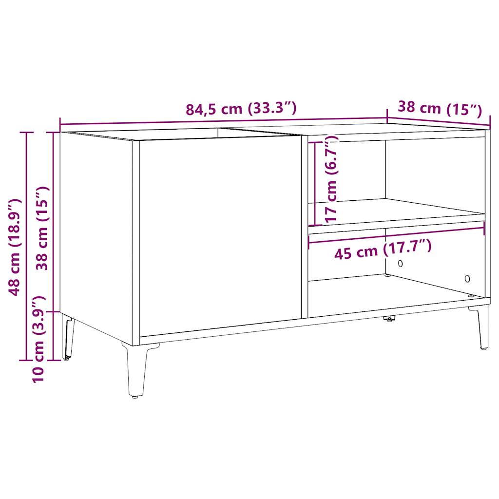 ντουλάπι δίσκων vidaXL Δρυς τεχνίτης 84,5x38x48 cm Κατασκευασμένο ξύλο