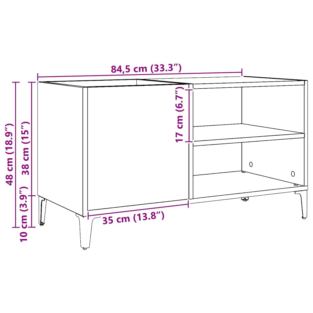 ντουλάπι δίσκων vidaXL Δρυς τεχνίτης 84,5x38x48 cm Κατασκευασμένο ξύλο
