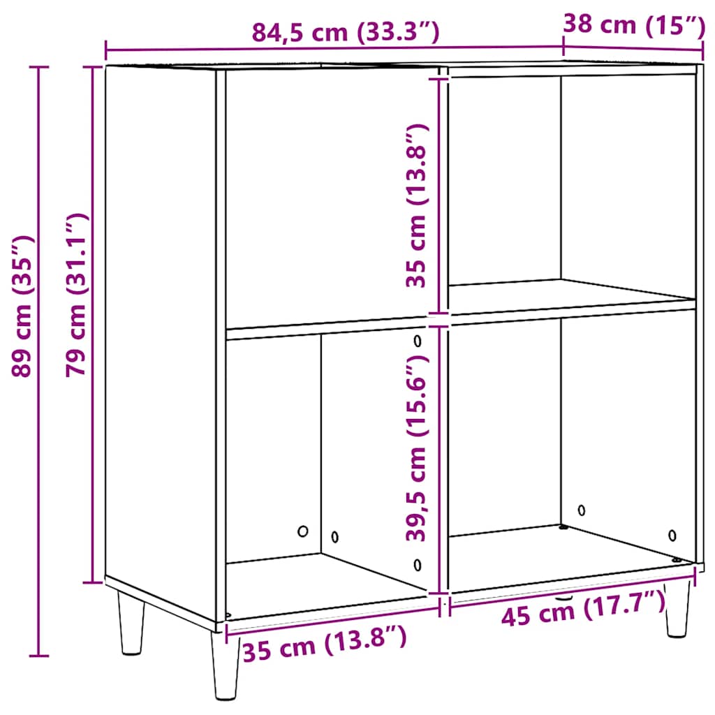 vidaXL Δισκοθήκη τεχνίτης Δρυς 84,5 x 38 x 89εκ από Επεξεργασμένο Ξύλο