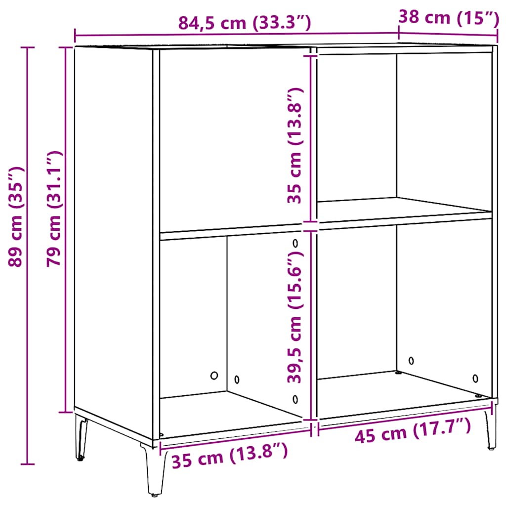 vidaXL Δισκοθήκη τεχνίτης Δρυς 84,5 x 38 x 89εκ από Επεξεργασμένο Ξύλο