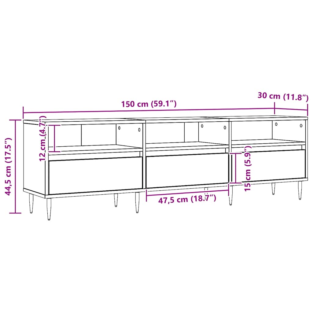 vidaXL Έπιπλο Τηλεόρασης τεχνίτης Δρυς 150x30x44,5 εκ.