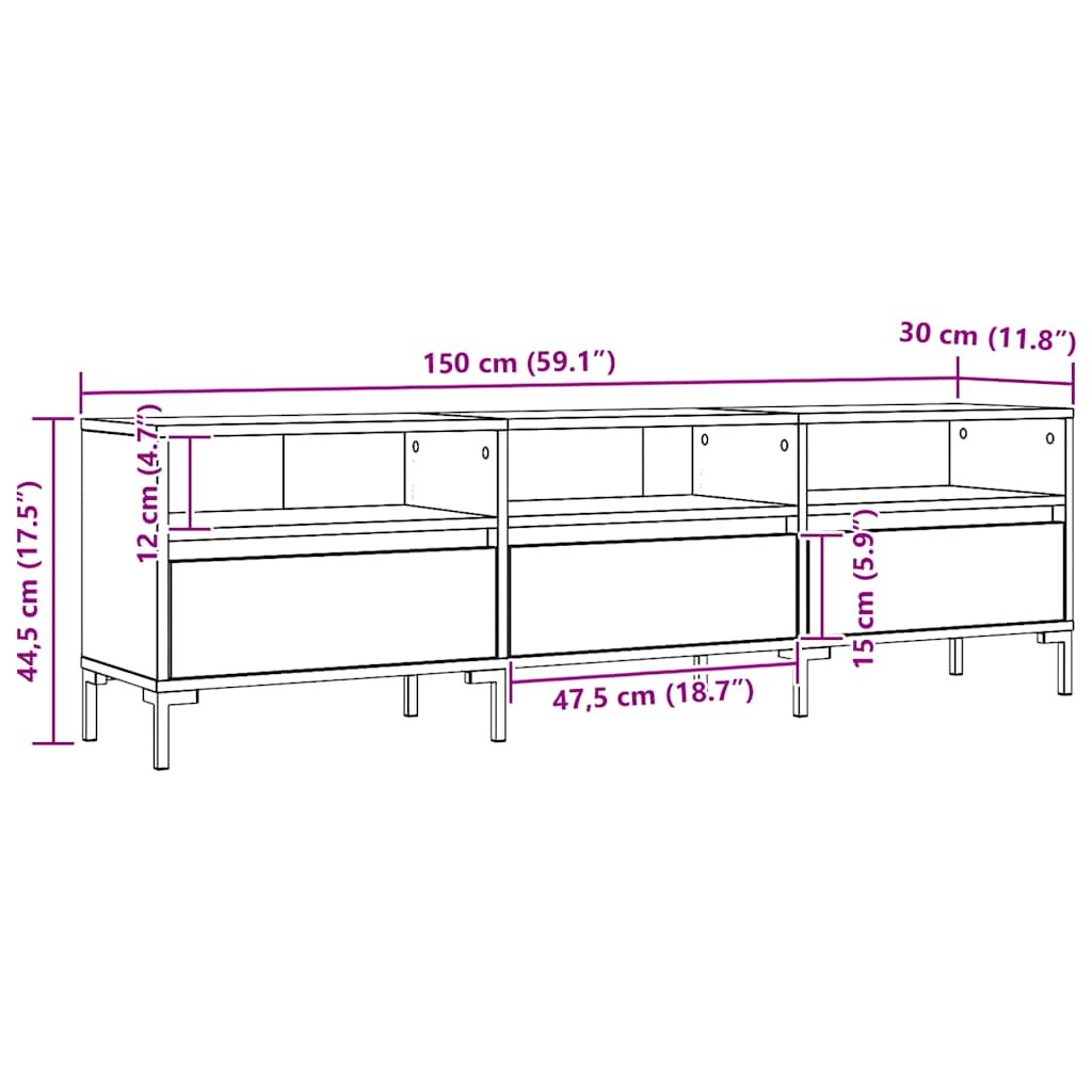 vidaXL Έπιπλο Τηλεόρασης τεχνίτης Δρυς 150x30x44,5 εκ