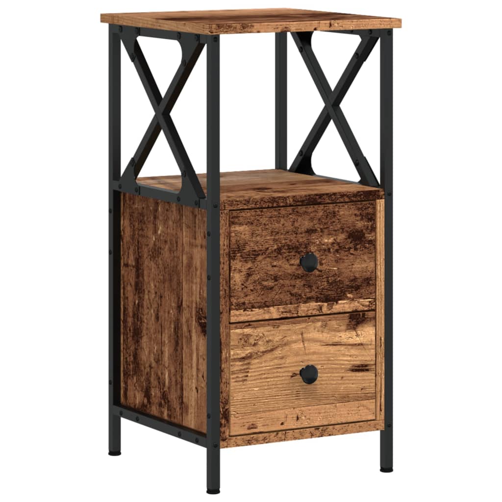 vidaXL Κομοδίνα 2 τεμάχια Παλιό ξύλο 34x35,5x70 cm Κατασκευασμένο ξύλο