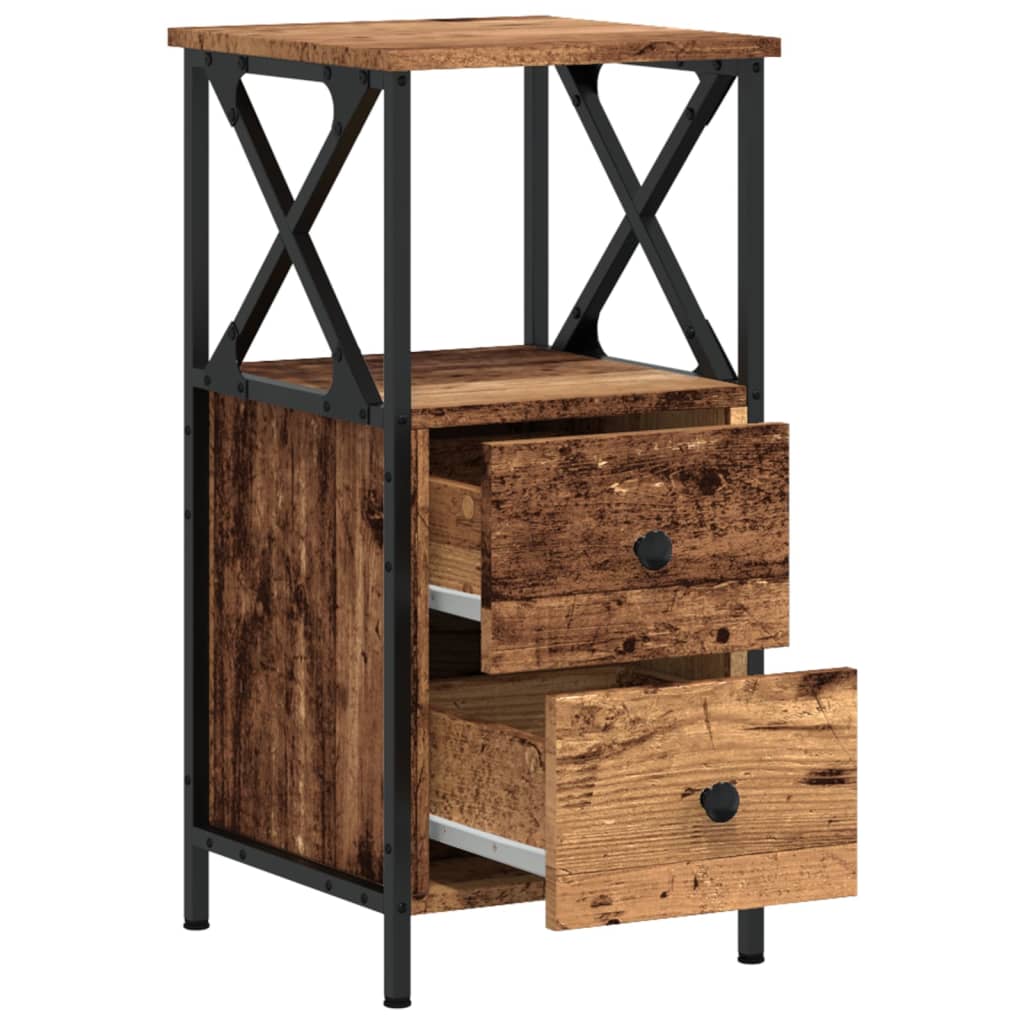 vidaXL Κομοδίνα 2 τεμάχια Παλιό ξύλο 34x35,5x70 cm Κατασκευασμένο ξύλο