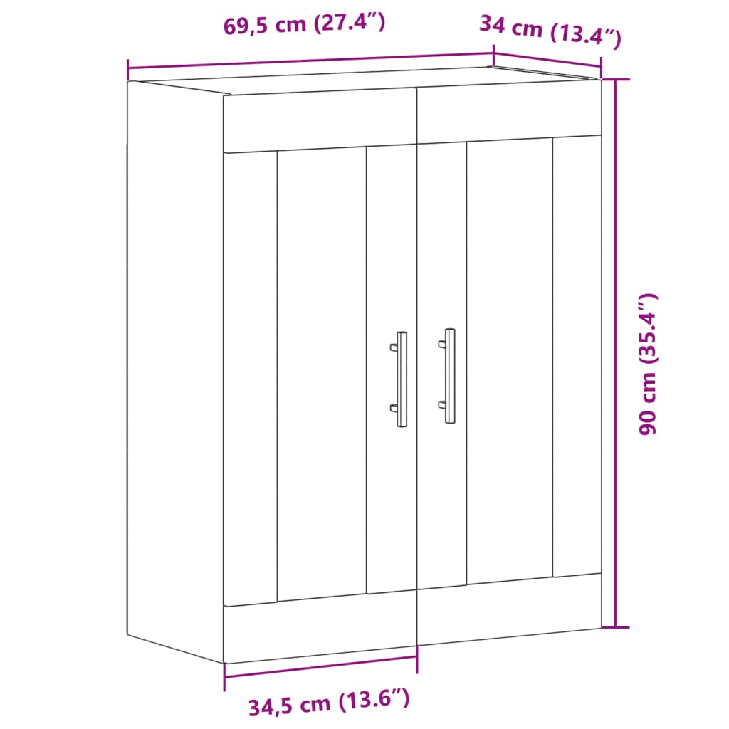 vidaXL Ντουλάπι τεχνίτης Δρυς 69,5 x 34 x 90 εκ. Επεξεργασμένο Ξύλο