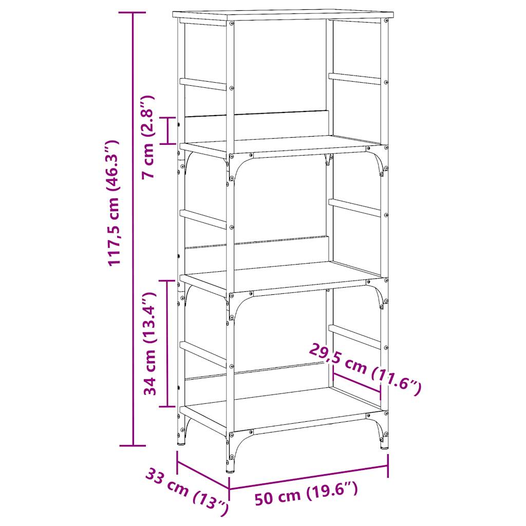 vidaXL Βιβλιοθήκη 50x33x117,5 εκ. από Επεξεργασμένο Ξύλο