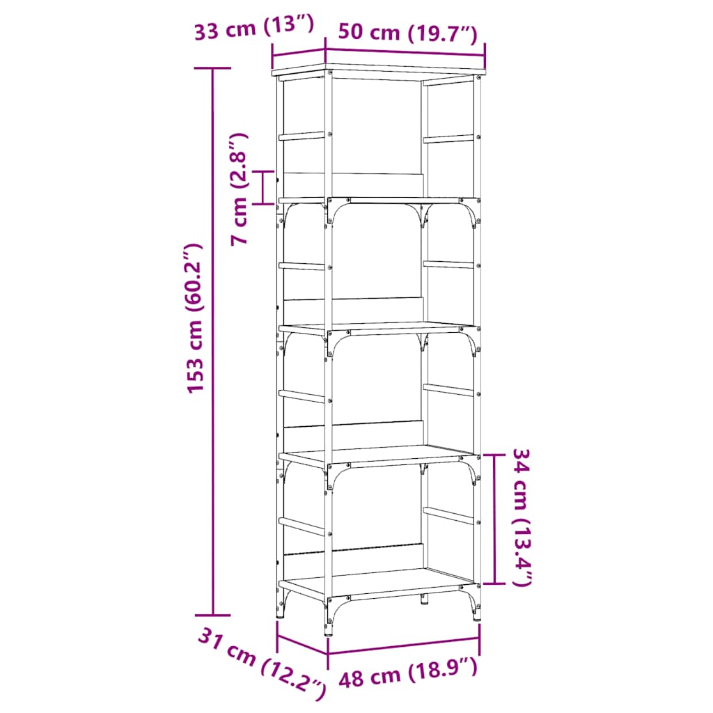 vidaXL Βιβλιοθήκη Παλαιό Ξύλο 50x33x153 εκ. Επεξεργ. Ξύλο